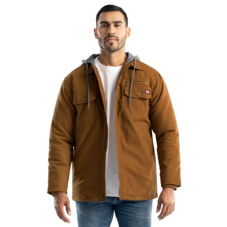 Wrangler Workwear Men's Quilted Lined Work Shirt Jacket with Hood, Size S-5XL (Men's and Big Men's)
