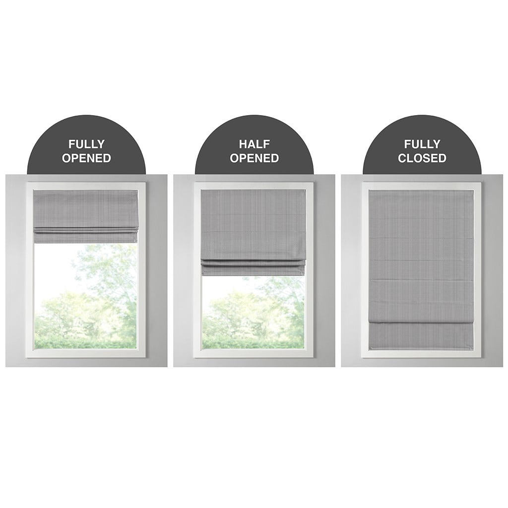 MAYEERTY Basketweave Room Darkening Cordless Roman Shade, White, 64" L x 39" W