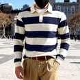 thumbnail image 2 of Umfun Men's & Big Men's Striped Rugby Shirt Long Sleeve Collared Pullover Top Casual Sporty Knit Sweater for Autumn Winter Daily Wear, 2 of 9