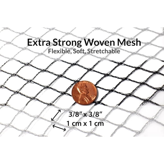 Koi Pond Netting 14×14 ft, Heavy-Duty Black Woven Mesh Cover, Leaf Barrier & Fish Protection from Birds, Cats & Predators, Includes Stakes, Reusable