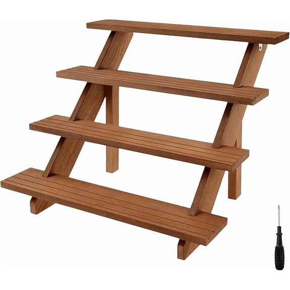 Wooden Rustic Cupcake Stand for 24 Cupcakes, Stepped Wood Display Stand for Weddings, Tiered Party Table Display Riser for Food , Dessert, Cookie, Decor, Craft Show, Burnt