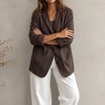 thumbnail image 6 of YgkuHd Fall Blazers for Women V-Neck Lapel Button Down Long Sleeve Cotton Linen Blend Vintage Suit Jacket Casual Work Outfits,Coffee_M, 6 of 7