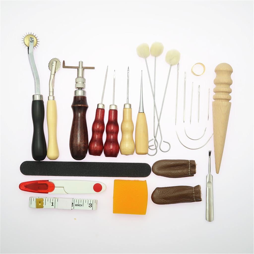 HILABEE 31x Leather Craft Sewing Tools Leather Hand Tools Kit Leathercraft Set for LeatherWorking Sewing Saddle Groover DIY Leather Drilling Grinding Tool