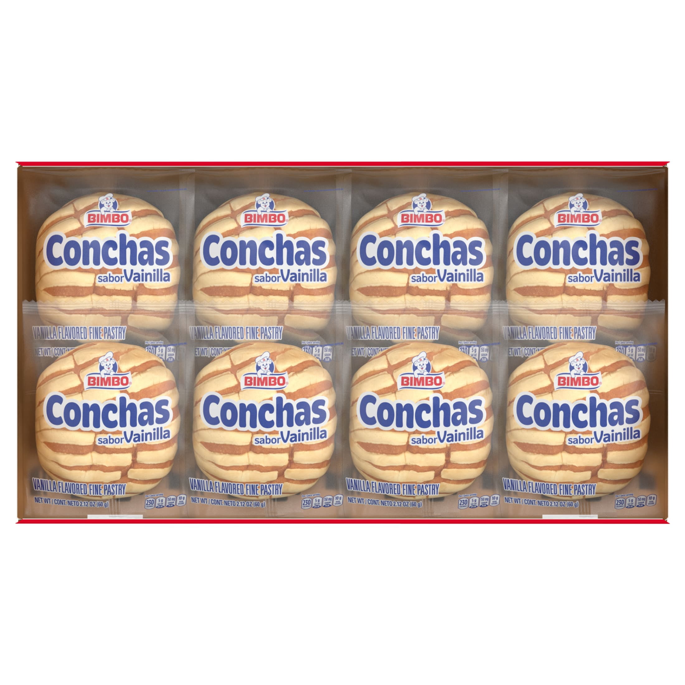Bimbo Conchas Vanilla Pastry, 8 packs, Pastries, 16.96 oz Box
