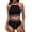 Black-1, variant on Women's High Waisted Bikini Sets Sporty Two Piece Racerback Swimsuits Color Block Cheeky High Cut Triangle Bathing Suits