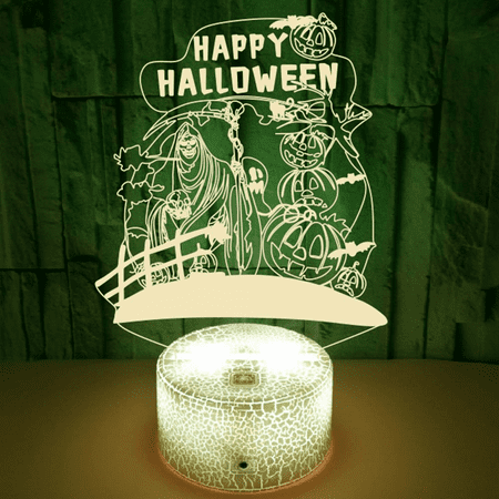 

JUSTUP 3D Halloween Skeleton Skull Night Light for Kids Anime Desk Lamp with Remote Control for Kids Bedroom with Touch 16 Colors 3D Illusion Night Light Christmas Halloween Themed Gifts（Style D）