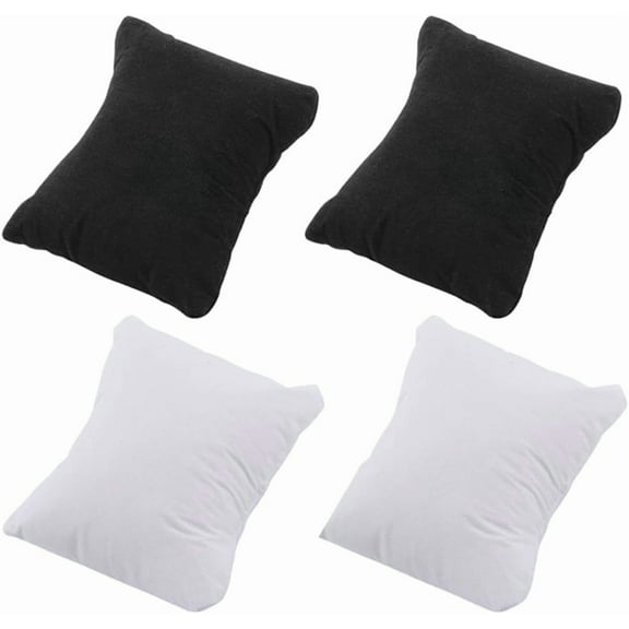 4Pcs Watch Pillow Bracelet Watch Pillow Black&White Jewelry Display Bangle Cushions for Gift Box 3.15x2.95 Inch