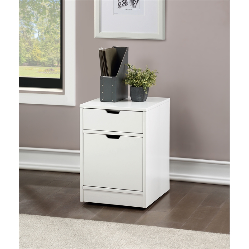 Contemporary Two Drawer Wood File Drawer Storage Cabinet White - image 2 of 9