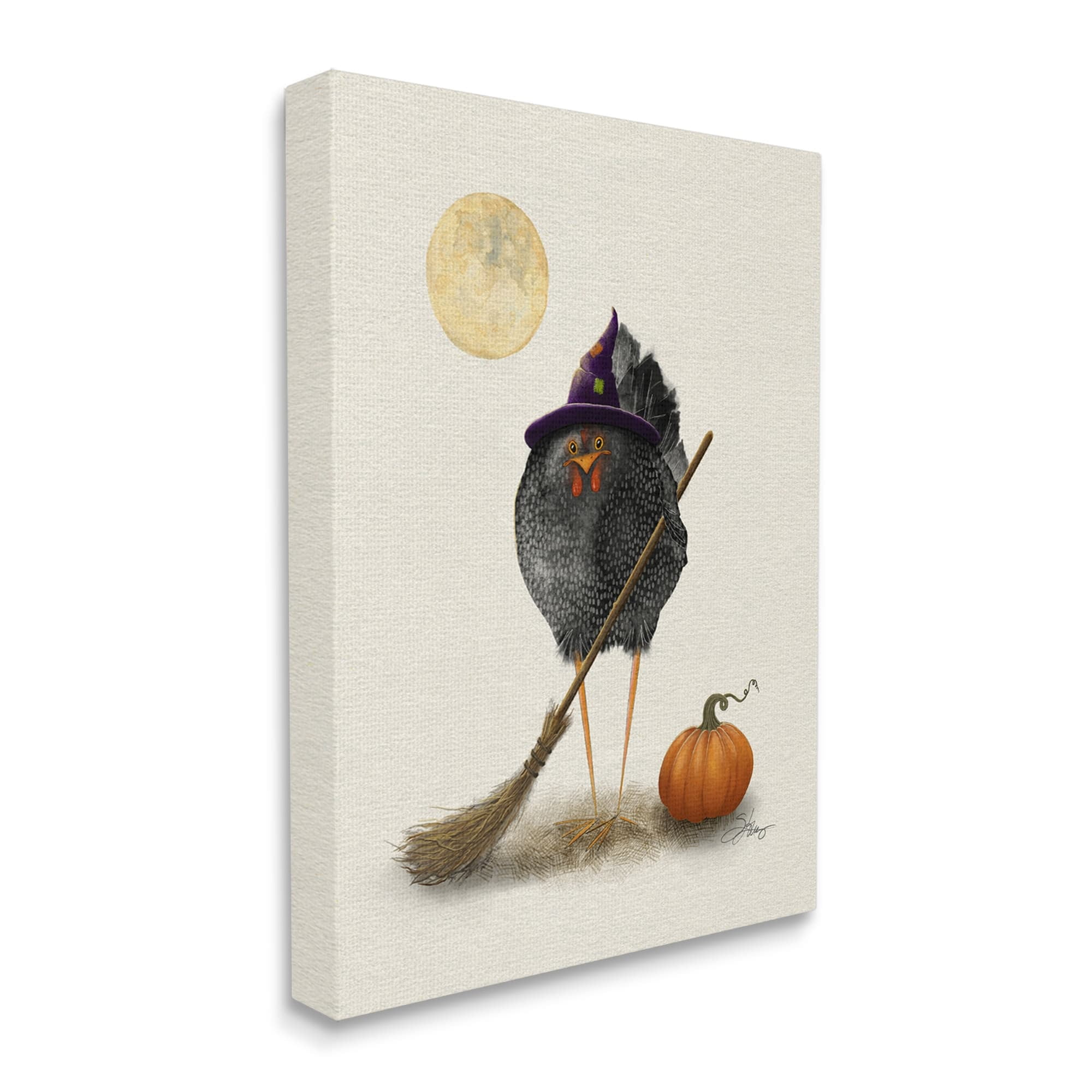 Stupell Industries Halloween Black Bird Witch Holiday Painting Gallery Wrapped Canvas Print Wall Art