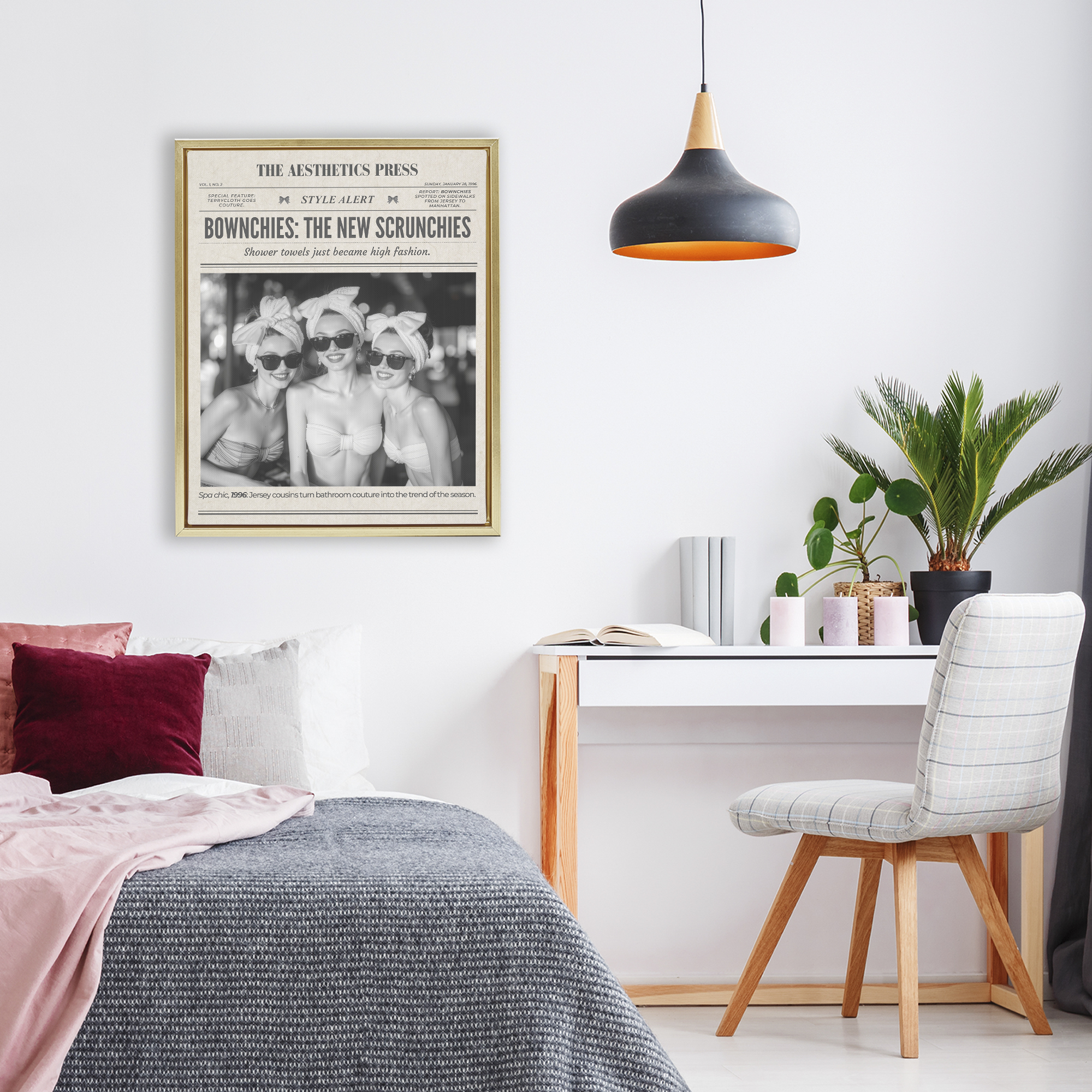 The Aesthetics Press Magazine Gold Framed Floater Canvas Wall Art, design by A Barefoot Stylist