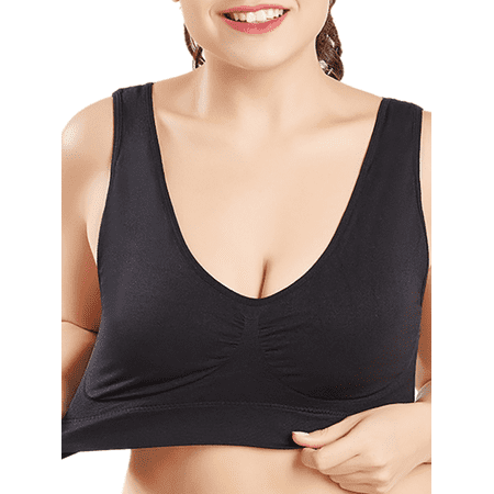 

KVMeteor Women s Plus Size Sleeveless Elasticity Solid Color Yoga Fitness Sporty Vest Bra
