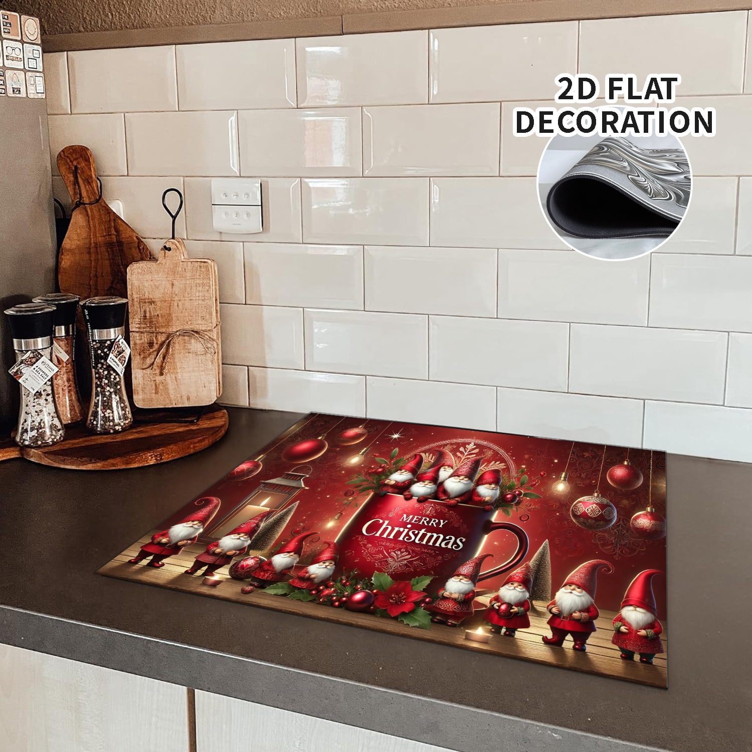 Stove Top Cover for Electric Stove- Christmas coffee cup pattern Ceramic Stove top Cover, Heat Resistant Glass Cooktop Cover, Flat RV Range Stovetop Protector, Dish Drying Mats for Kitchen