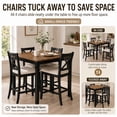 thumbnail image 4 of HSUNNS 5-Piece Counter Height Dining Table Set for 4, 34.5" Square Kitchen Table with 4 Upholstered X-Shaped Backrest Chair, Space-Saving Table and Chairs, Black & Oak, 4 of 9