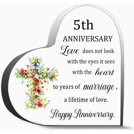 5Th Anniversary Love Does Not Look With The Eyes It Sees Thank You Gifts For Women Men Decoration Heart Shape Acrylic Sign Gift 4 L x 4 W x 0.4 H Inch