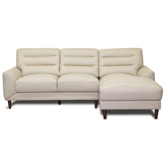 Boone Genuine Leather Sectional Sofa & Chaise with Minimalist Design in Cream
