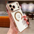 thumbnail image 2 of For iPhone 17 Pro Case Compatible with MagSafe Electroplated TPU Phone Cover Hollow Love Hearts - Da, 2 of 4