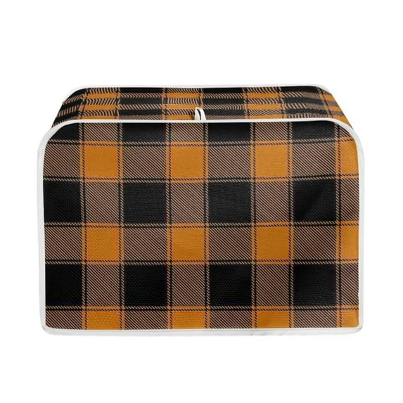 Suhoaziia 2-Slice Toaster Cover Wide Slot for Home Decorative,Anti Dirty Fall Orange Grey Black Buffalo Grid Bread Maker Cover Case,Stain Resistant Thanksgiving Toaster Bag