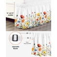 thumbnail image 3 of Pastoral Wild Flowers Bed Skirt King Size 16" Drop Floral Leaves Plants Farmhouse Ruffled Wrap Around Bed Skirts Adjustable Elastic Bedskirt Dust Ruffle for King Size Bed, 3 of 7