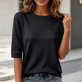 thumbnail image 2 of Kingdiese Womens Half Sleeve For Elbow Length Crew Neck Loose Blouse Summer Casual Lightweight Plus Size 1/2 Sleeve Shirts Mens Pullovers Quarter Zip Sweater, Size M, 2 of 5