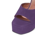 thumbnail image 4 of YDN Women Classic Block Platform High Heels Pumps Square Open Toe Slip On Dressy Wedding Slide Party Dressy Mules Shoes Size 11 Purple, 4 of 4