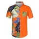 thumbnail image 1 of Lars Amadeus Camisa hawaiana para hombre, manga corta, patchwork de verano, camisas de hojas florales tropicales naranja verde M Unique Bargains Camisas, 1 of 6