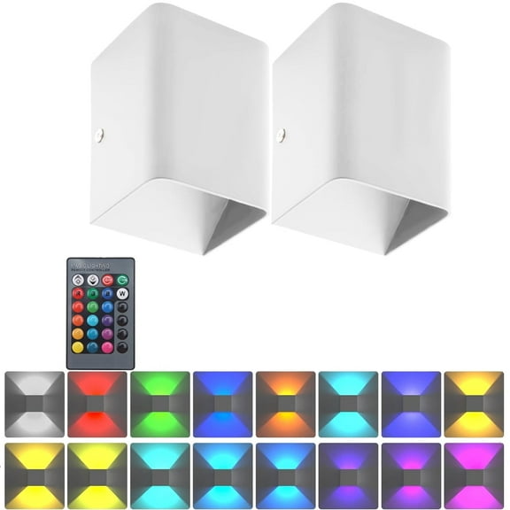 DERCLIVE Wall Sconce Lighting, LED Wall Sconce Lights Up Down Wall Mount Light 5W Hallway Wall Lighting for Living Room Bedroom Hallway Corridor, RGB, 2 Pack