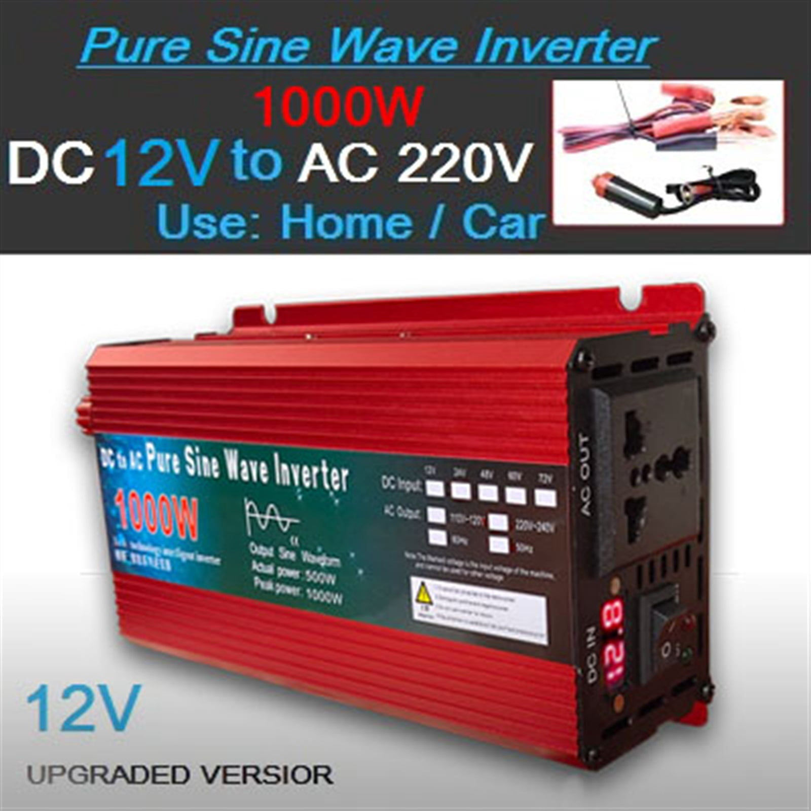 Pure Sine Wave Inverter DC 12v/24v 1000W 1600W 2000W 3000W Portable Power Bank Converter Solar Inverter ,Portable Design