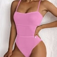 thumbnail image 2 of QHFBli Womens Scoop Neck One Piece Swimsuit High Leg Ribbed Bathing Suits Hollow Side One-Piece Swimwear Sexy Monokini, 2 of 9