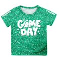 thumbnail image 4 of LIIPEE Girls Boys T-Shirt Cartoon Baseball Letter Graphic Printed Short Sleeve Round Neck Sequins Tshirt Tops Child Comfort Birthday Wedding Weekend Tee,Green,10-11 Years, 4 of 4