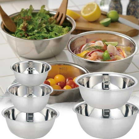 

5pcs Light Luxury Thickened Basin Deep Heavy Duty Metal Salad Bowl for Baking and Cooking Preparation