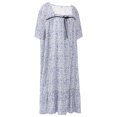 thumbnail image 4 of WBQ Women's Floral Nightgown - Long Nightdress, Short Sleeves, Bowknot Decor,Comfortable Lightweight Fabric Sleepwear, 4 of 9