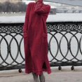 thumbnail image 2 of OSOLU Dresses Solid Color Fashion Women O-Neck Long Sleeve Pullover Lace Loose Large Size Dress Relaxed Fit Sundress Wedding Guest Dress, 2 of 5