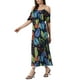 thumbnail image 4 of Vestido Tropical Inspire Chic para Mujer con Mangas Acampanadas Midi Off Shoulder en Azul Marino, 4 of 6
