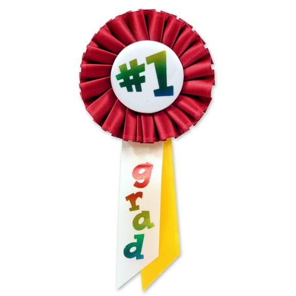 Beistle Pack of 6 Multi-Colored "#1 Grad" Graduation Party Rosette Ribbons 6.5"