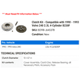 thumbnail image 2 of Clutch Kit - Compatible with 1990 - 1993 Volvo 240 2.3L 4-Cylinder B230F 1991 1992, 2 of 2