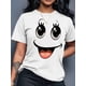 thumbnail image 1 of Women'S Casual Short Sleeve Cartoon Print Crew Neck Cotton Knit Fabric Regular Length Top for Women, All Season, 1 of 7