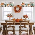 thumbnail image 5 of Fall Pumpkin Valances for Windows, 54 x 18in, Brown Sunflower Leaf Watercolor Thanksgiving Rod Pocket Kitchen Valance Curtain Light Filtering Window Treatments for Living Room Bedroom, 1 Panel, 5 of 7