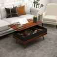 thumbnail image 2 of 38.51" Lift Top Coffee Table, Walnut, Hidden Storage Spaces, Functional For Living Room Desk/dining Conversion Walnut. Secret Compartment Storage. Wood Leg Framework. Convertible To Work/dining, 2 of 5