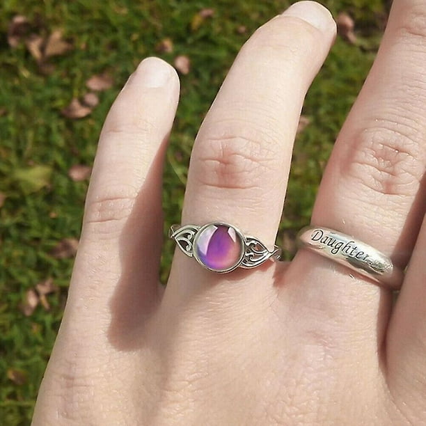 8 Piao Anillo de humor que cambia de color con piedra lunar simulada de forma redonda Bodega Aurrera en linea