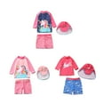 thumbnail image 4 of Toddler Girls Two Pieces Swimsuit Set Striped Swimwear Long Sleeve Cute Cartoon Print Bathing Suit Rash Guards with Sun Hat,1-7T, 4 of 4