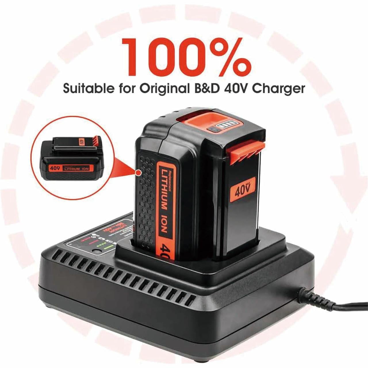BLACK+DECKER 40V MAX Lithium Ion Battery Charger LCS40 - The Home