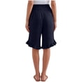thumbnail image 4 of Bermuda Shorts for Women Knee Length Lightweight Flared Ruffle Hem Shorts High Waisted Wide Leg Pants with Pocket, 4 of 7