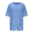 thumbnail image 4 of REORIAFEE Women's Two Piece Outfits Going Out Sets Lounge Set Summer Set Women's Summer Casual Comfortable Loose Crewneck Suit Two Piece Set Sky Blue S, 4 of 6