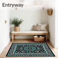 thumbnail image 3 of ODIKA 3'x5' Machine Washable Non-Slip Area Rug, Mystic Labyrinth Featuring Interlocking Symbols and Floral Accents High Traffic Rug, Black, 679371, 3 of 7
