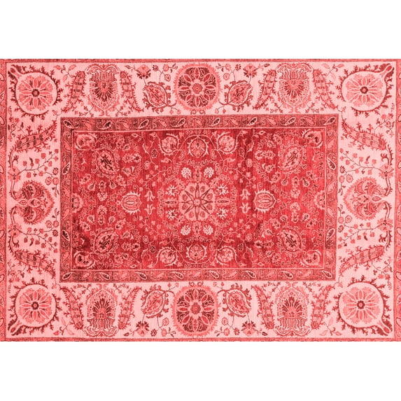 Ahgly Company Indoor Rectangle Abstract Red Modern Area Rugs, 2' x 5'