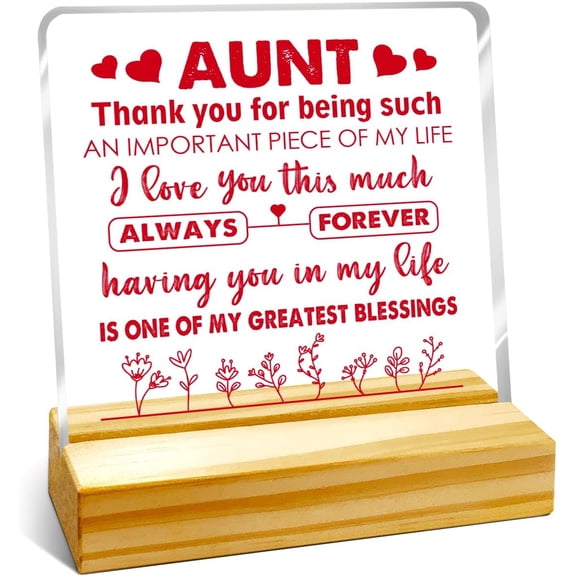 Zomyto Thank You Gifts for Aunt,Mother's Day Gifts for Aunt,Aunt Gifts Ideas,Aunt Birthday Gifts,Aunt Having You in My Life Is One of My Greatest,Aunt Acrylic Plaque