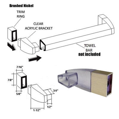 Gordon Glass Clear Acrylic Towel Bar Brackets with Brushed Nickel