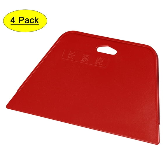 Plastic Scraper Putty Spatula Spreader Smoothing Tool for Paint Wall Treatment Windshield 7.7" Red 4 Pcs