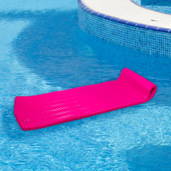 Northlight 74" Pink Floating Foam Swimming Pool Mattress Lounger with Head Rest