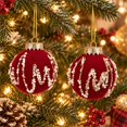 thumbnail image 3 of Burgundy Flocked Christmas Tree Ornaments with Pearl Rhinestone, Luxury Shatterproof Christmas Tree Decorations for Mantel Wreath, 2pcs, 3 of 6